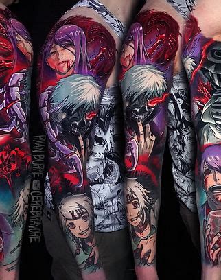 anime tattoo sleeve black and white - Vannesa Anthony