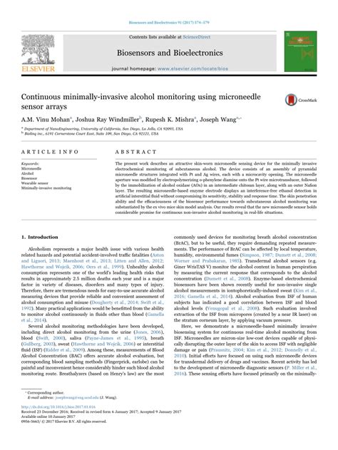 (PDF) Microneedle Biosensor for Minimally-Invasive Transdermal ...