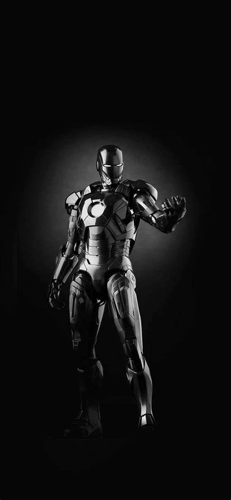 Download Taunting Iron Man Black And White Wallpaper | Wallpapers.com