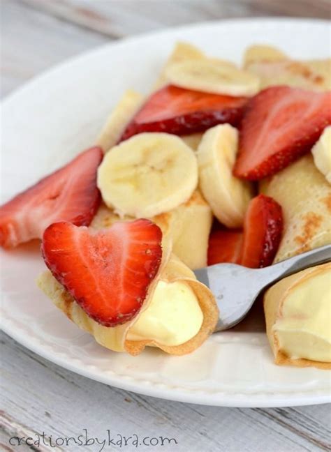 Strawberry Banana Crepe Recipe - Creations by Kara | Dessert crepe recipe, Banana chocolate chip ...