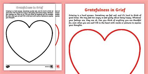 Gratefulness in Grief Activity Worksheet (Teacher-Made)