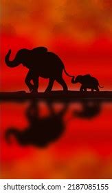 823 Mother Baby Elephant Silhouette Images, Stock Photos & Vectors | Shutterstock