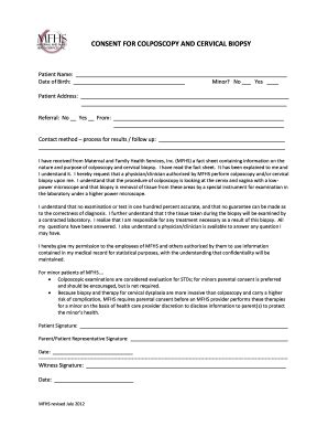 CONSENT FOR COLPOSCOPY AND CERVICAL BIOPSY - MFHSorg - Mfhs - Fill and Sign Printable Template ...