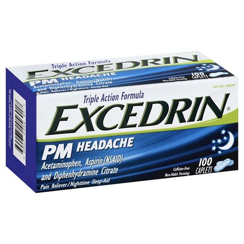 Excedrin PM Headache Pain Reliever Caplets Acetaminophen/Aspirin 100 ct | Shipt