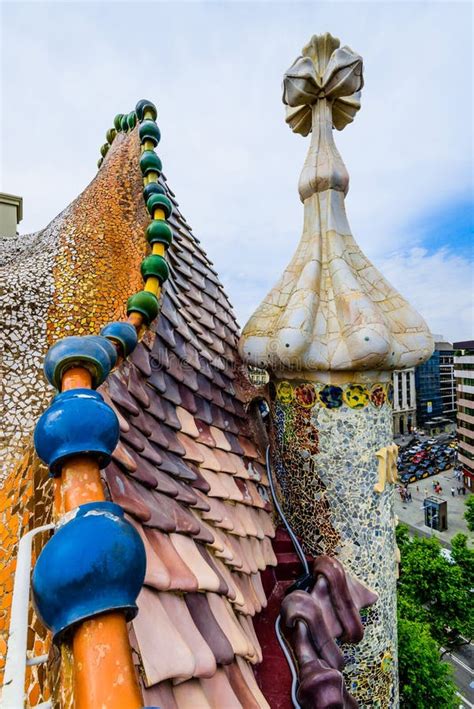 Mosaic Detail on the Roof, Casa Batllo Editorial Photo - Image of ...