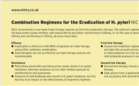 Updated MIMS summary of H. pylori treatment regimens | MIMS online