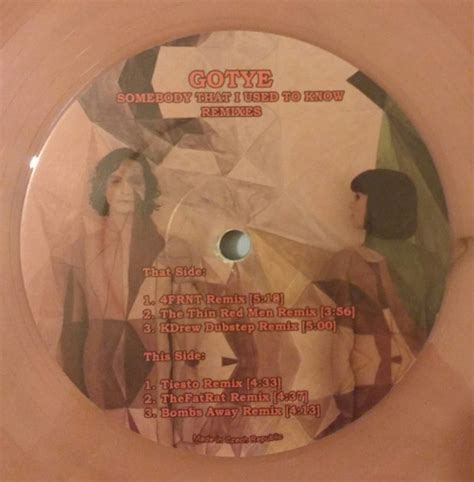 Gotye - Somebody That I Used To Know Remixes (2012, Peach Translucent ...