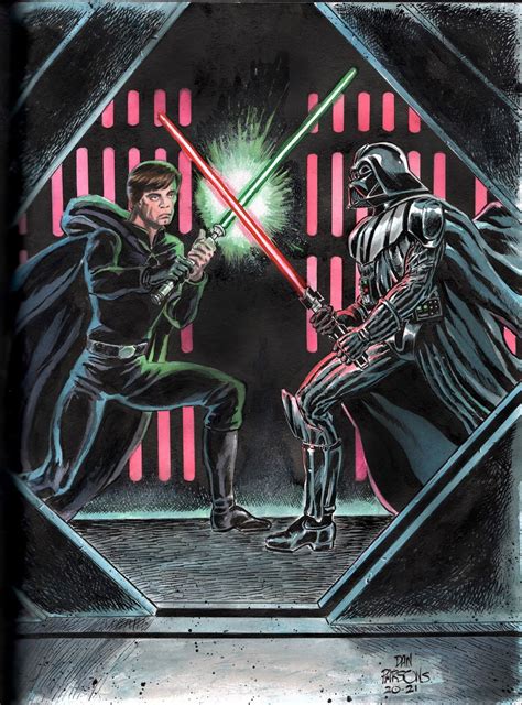 Luke Skywalker vs Darth Vader, in Ronald Shepherd's Commission Art Work ...