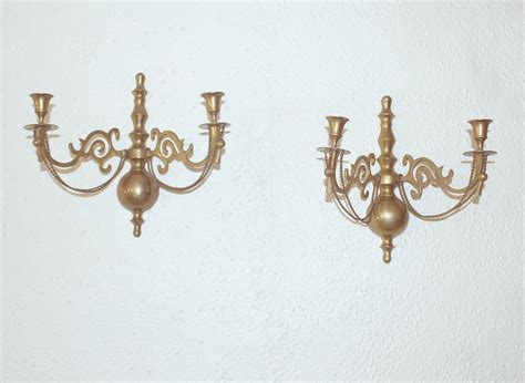 Antique Pair Solid Brass, India, Double Arm Candle, Wall Sconces, Brass Rope and Tassel, Ornate ...