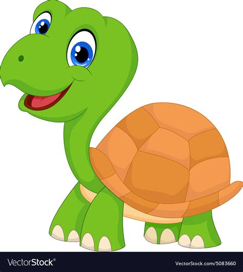 Cute cartoon green turtle Royalty Free Vector Image