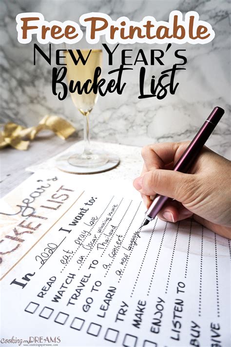 Printable New Year's Bucket List - Cooking My Dreams