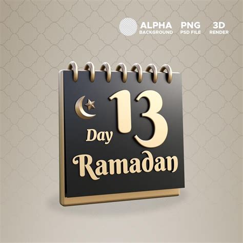 Premium PSD | Ramadan calendar day 13 icon for design illustration 3d render isolated object