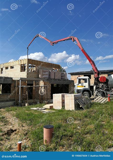 Cement Truck in Construction Site Stock Photo - Image of constructions ...