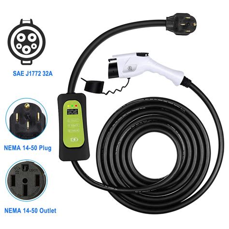 7.5m WonVon Level 2 EV Charger,110V-240V,40A,J1772 Portable EVSE Home ...