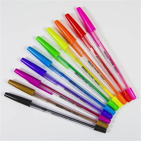 10 Pure Neon Color Stick Pen - Crown Office Supplies