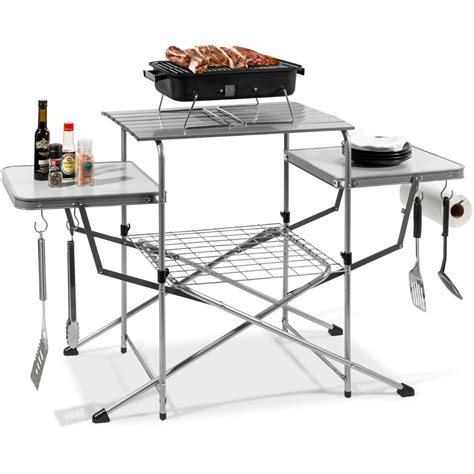 Best Choice Products Portable Folding Grill Table, Outdoor Food Prep Station for Camping w ...