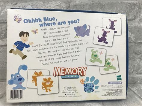 Blueâ s Clues Memory Game Nick Jr Hasbro Milton Bradley 2003 Complete ...