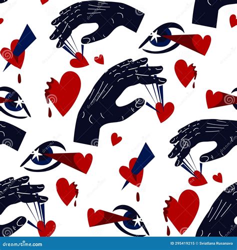 Seamless Pattern With The Image Of The Elements Of The Heartthrob. Manipulating Hands, Shooting ...