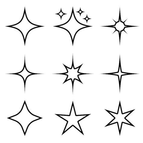 Free Vector | Sparkle Stars Set Outline Style