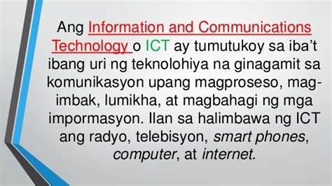 Ano Ang Kahulugan Ng Ict - mga paksa