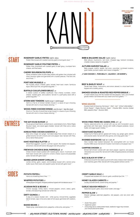 Menu at KANÙ pub & bar, Old Town