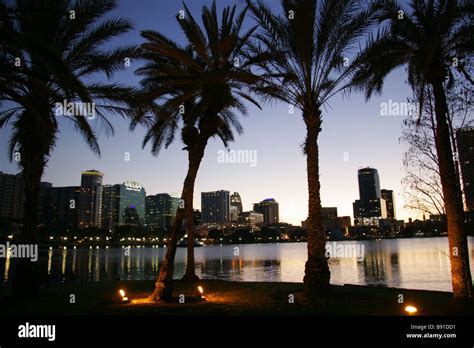 Downtown Orlanda skyline at night Florida USA Stock Photo - Alamy