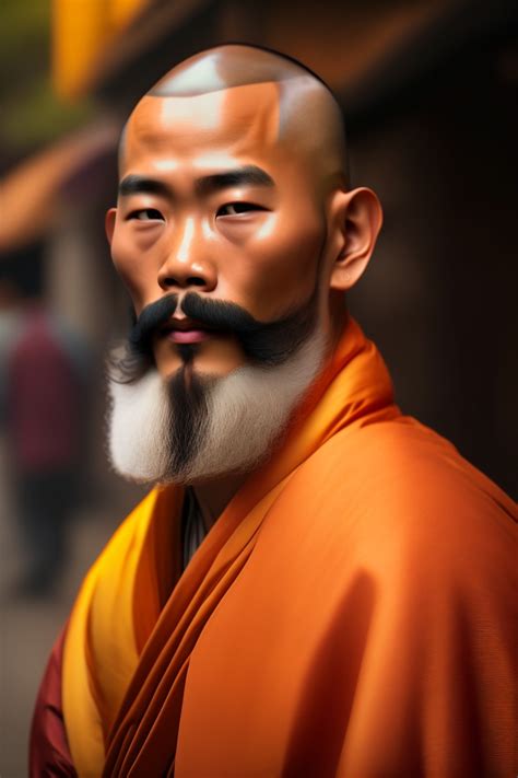 Lexica - Monk with a Vietnamese face, and facial air like moustache and a beard on the chin ...