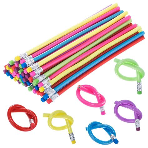 60 Pieces Bendable Pencil Flexible Bendy Soft Pencils with Eraser ...