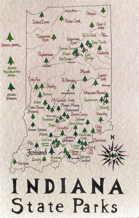 Indiana State Parks Map - Etsy