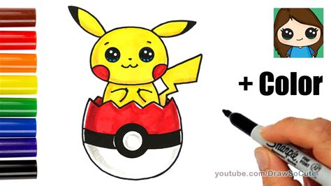 How to Draw Pikachu in Pokeball Easter Egg with Coloring - YouTube