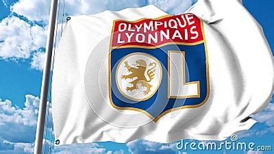 Waving Flag with Lyon Football Club Logo. 4K Editorial Clip Stock Video ...