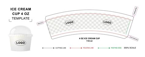 Ice cream cup die cut template 4 oz 22180025 Vector Art at Vecteezy