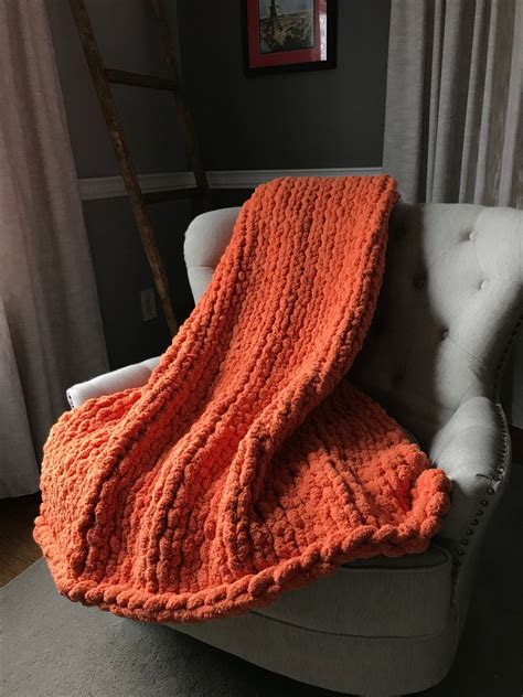 Orange Blanket Chunky Knit Blanket Super Chunky Throw - Etsy