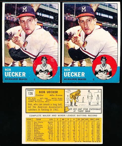 Lot Detail - 1963 Topps Bb- #126 Bob Uecker, Braves- 6 Cards