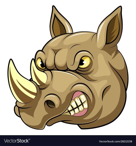 Head an angry rhino cartoon Royalty Free Vector Image | Cartoons vector, Cartoon illustration ...