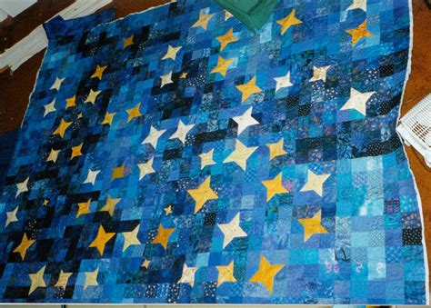 Night Sky quilt ~ blue squares patchwork incl. friendship stars (HSTs ...