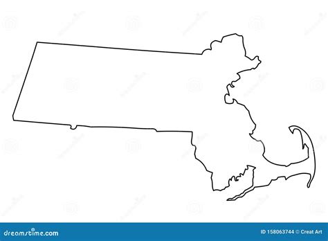 Massachusetts Outline Map State Shape USA America Borders Cartoon ...