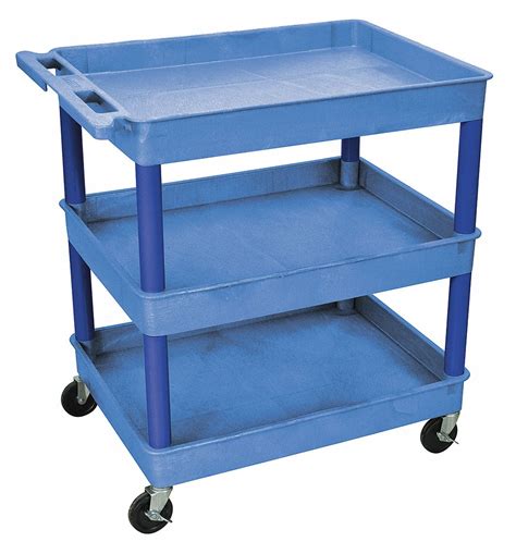 Flat Handle Utility Cart, 400 lb Load Capacity, Number of Shelves 3, 32 in x 24 in - Grainger