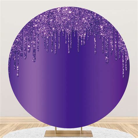 Purple Glitter Round Birthday Party Backdrop Decoration - Lofaris