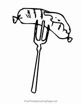 Fork And Sausage Coloring Page sketch template