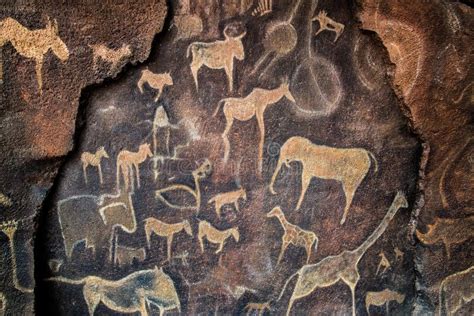 Cave Wall Painting Prehistoric Stock Image - Image: 44380803