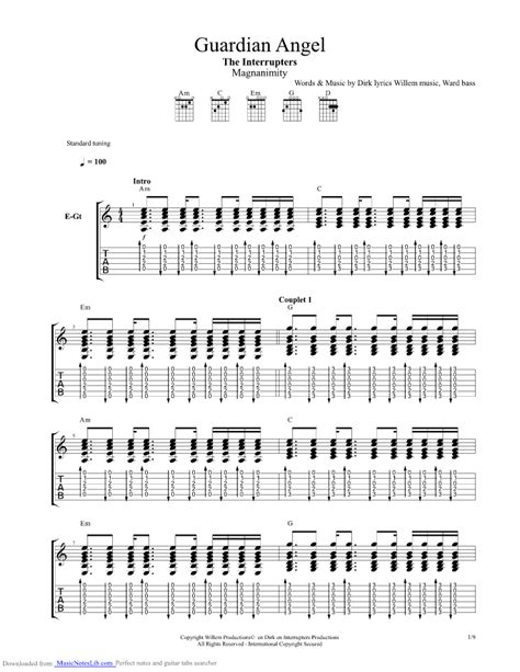 Guardian Angel guitar pro tab by The Interrupters @ musicnoteslib.com