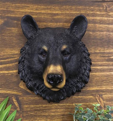 Buy Ebros Gift The Brave Black Bear Head Wall Decor Plaque 8"Tall Taxidermy Art Decor Sculpture ...