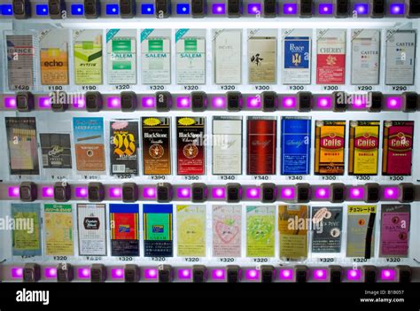 Many brands of cigarettes in a vending machine in Japan 2008 Stock Photo - Alamy