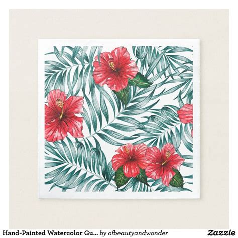 Hand-Painted Watercolor Gumamela Flowers | Napkin | Zazzle.com in 2021 | Hand painted, Gumamela ...