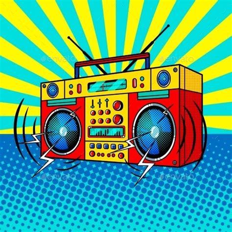 Boombox Comic Book Style Vector Illustration | Pop art comic, Pop art illustration, Retro music art