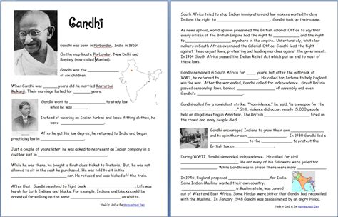 Gandhi (Free Worksheets/Notebook Pages) - Homeschool Den