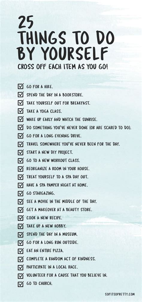 25 Things to do By Yourself (+Printable Checklist) | Self care activities, Things to do, Things ...