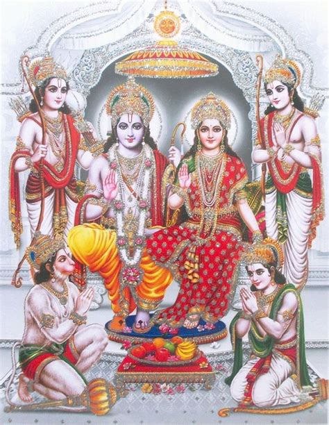 Shri Rama Sita with Hanuman, Bharat Shatrughna and Lakshmana | Lord rama images, Rama sita, Lord ...