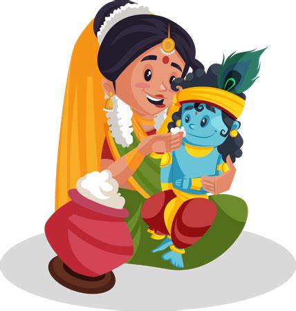 Best Premium Yashoda maa feeding butter to lord krishna Illustration ...